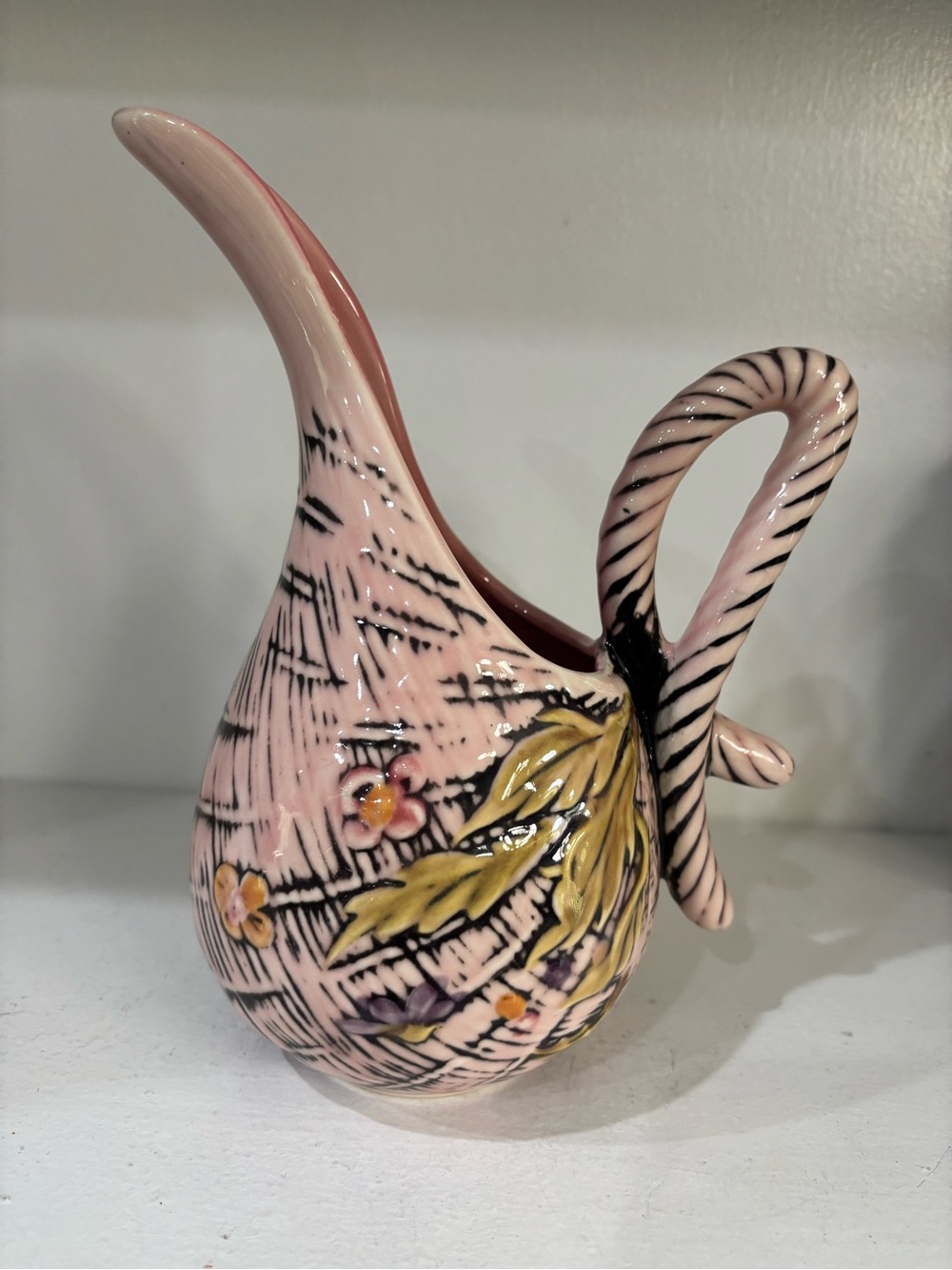 Vintage pink Hull pottery signed on bottom vase/pitcher